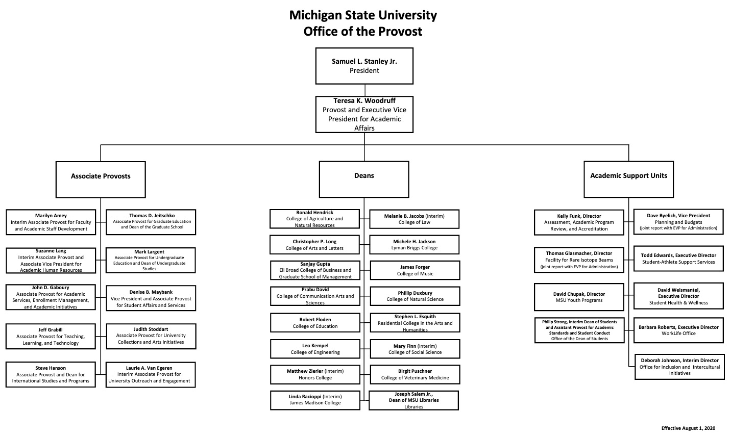 MSU Provost Org Chart